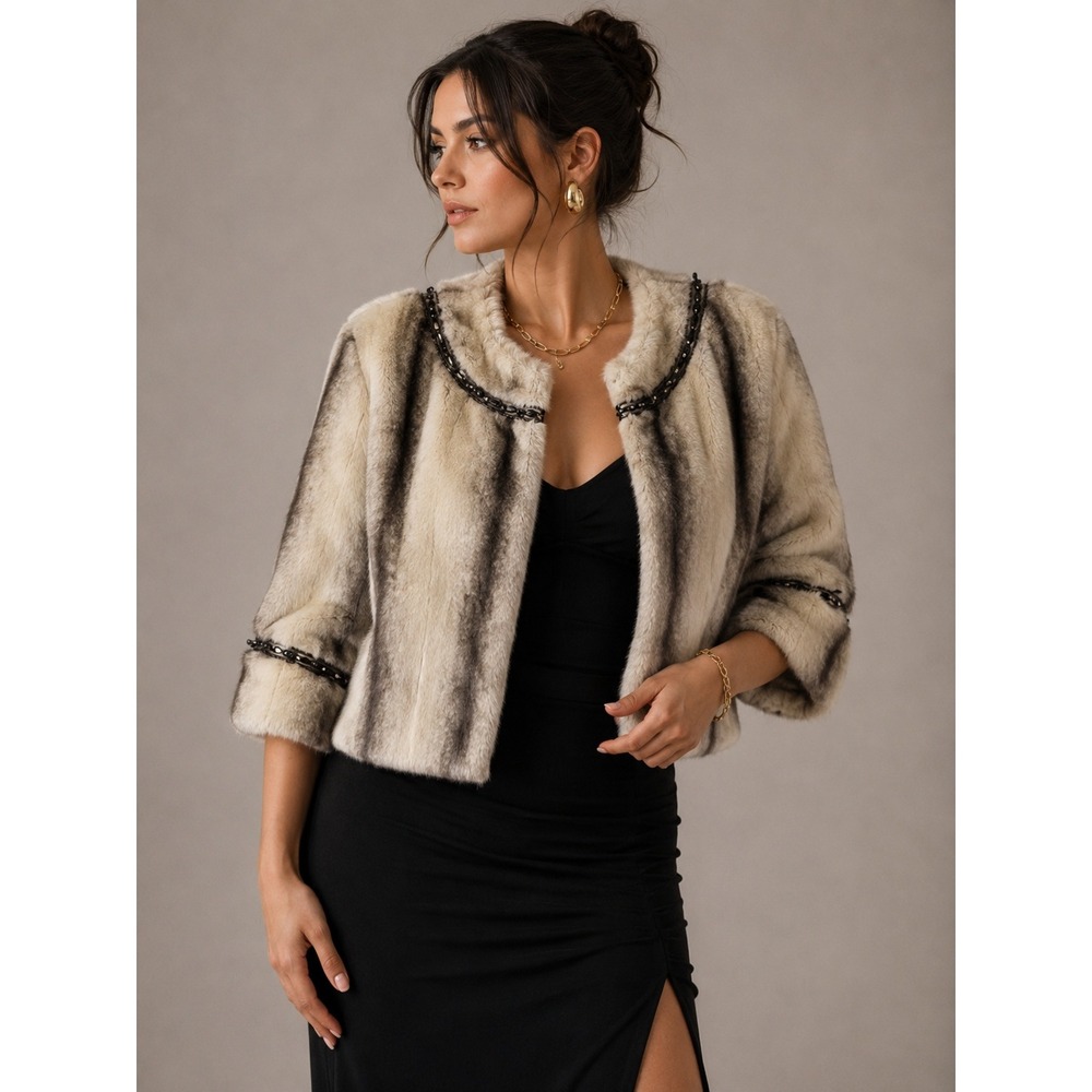 Terry Lewis Vintage Faux Fur Mob Wife Preppy Quiet Luxury Swing Jacket M